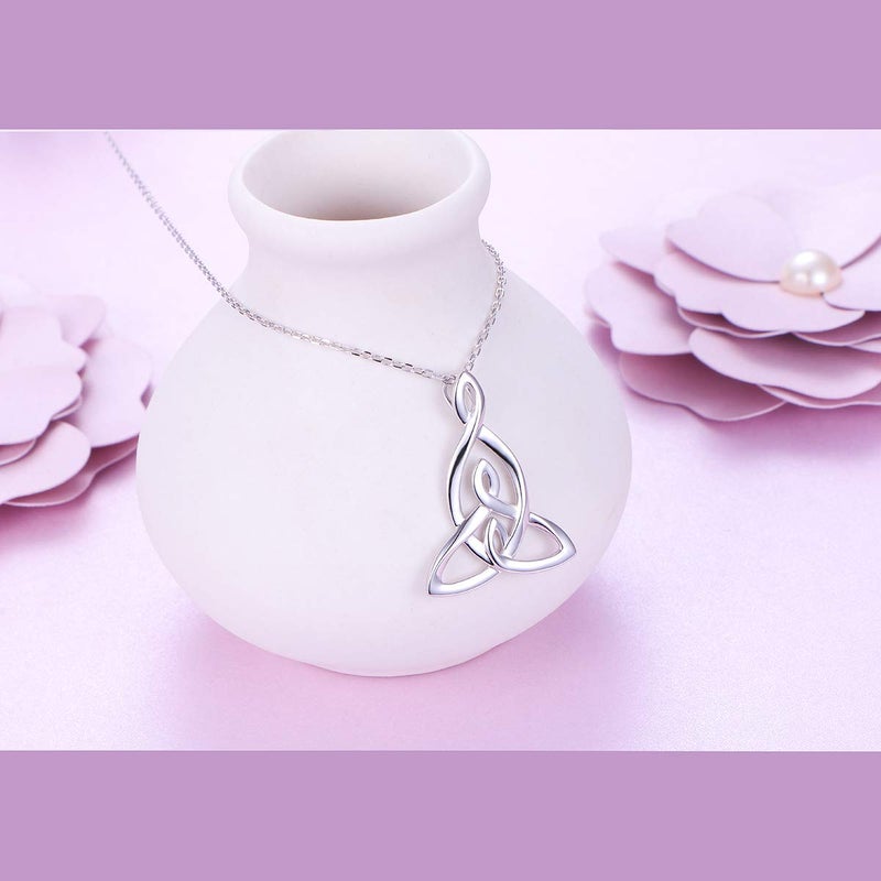 FLYOW 925 Sterling Silver Jewelry Mom Daughter Son Pendant Mother Daughters Celtic Knot Necklace for Women Birthday Gift, 16 Inch + 2 Inch - Image 3